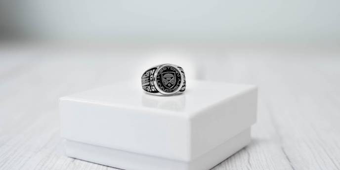Western branded ring on a box