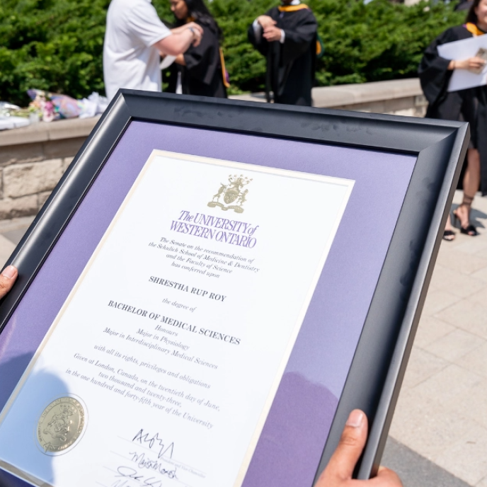 western degree in a black frame